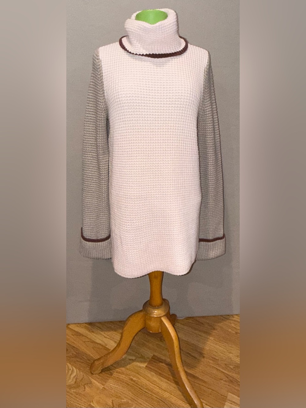Anthropology Women's Cashmere Blend Waffle Knit Chunky Sweater Mini Dress Size S